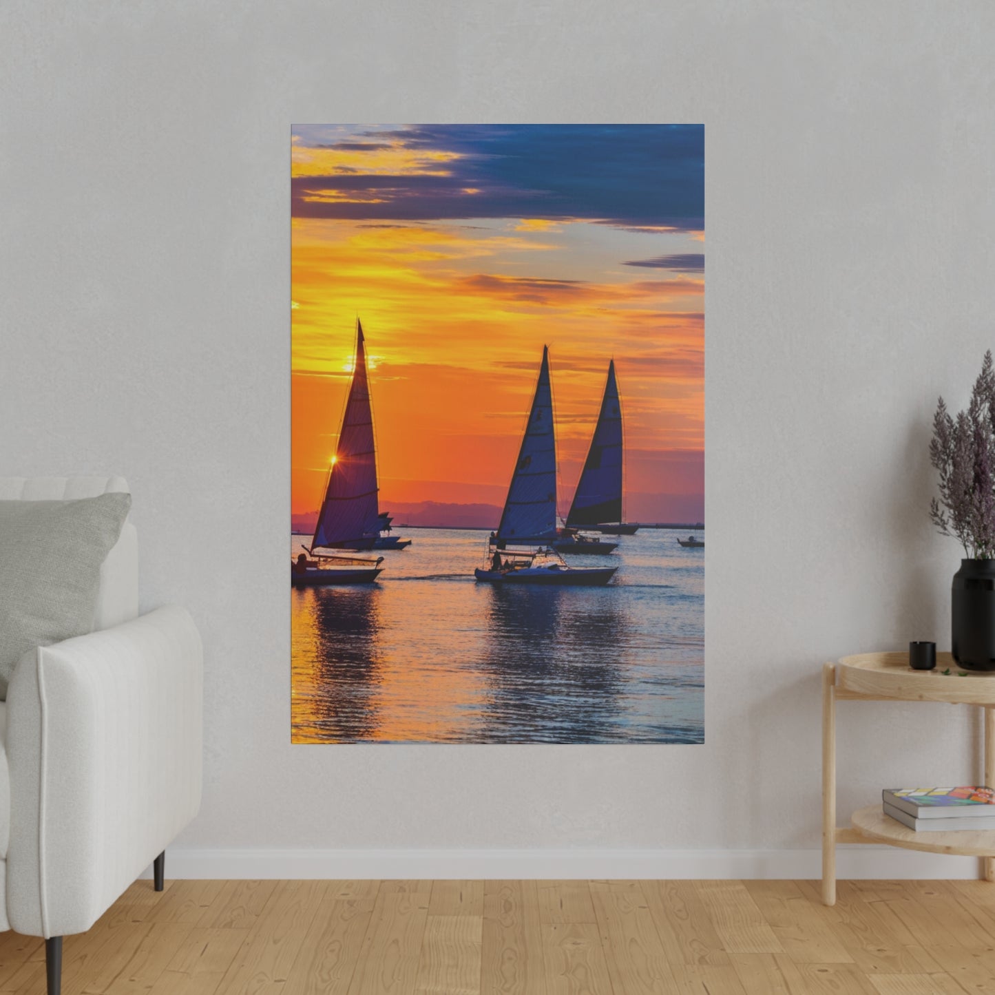 Horizon's Embrace: Dual Sailboats at Dusk