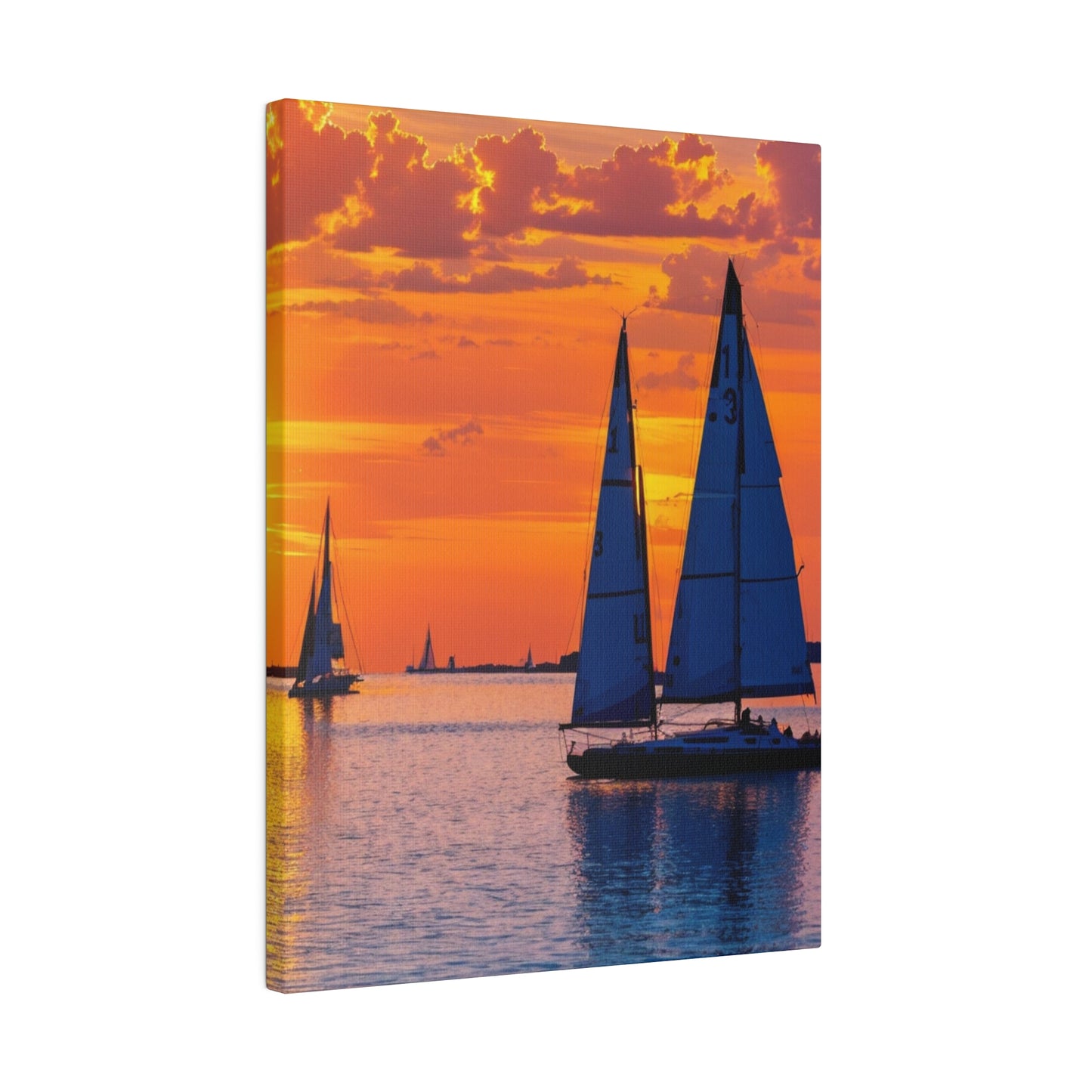 Golden Voyage: Sailboats Adrift in Sunset's Glow