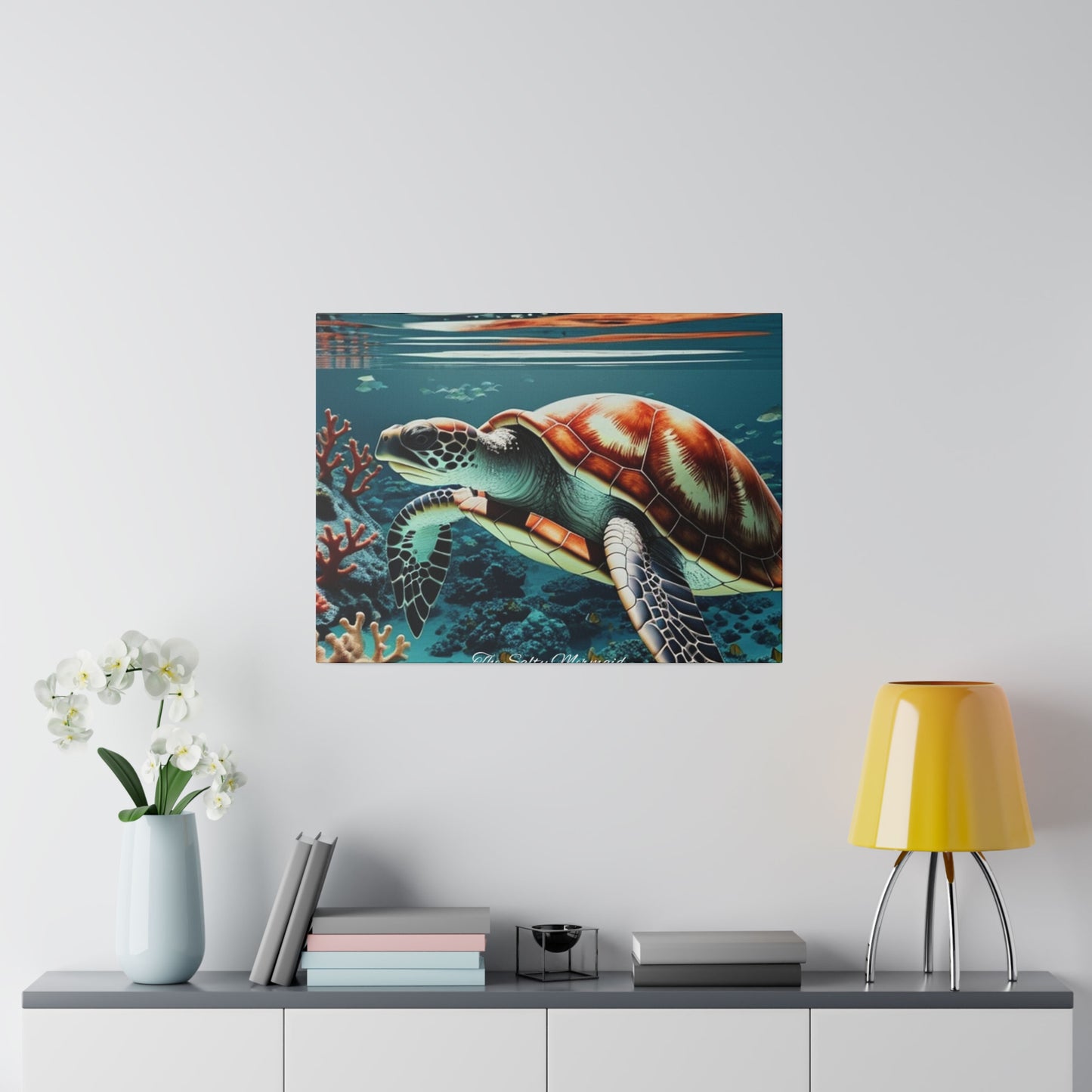 Salty Mermaid Sea Turtle in Coral