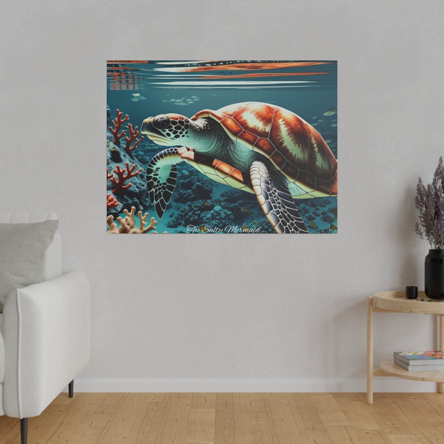 Salty Mermaid Sea Turtle in Coral