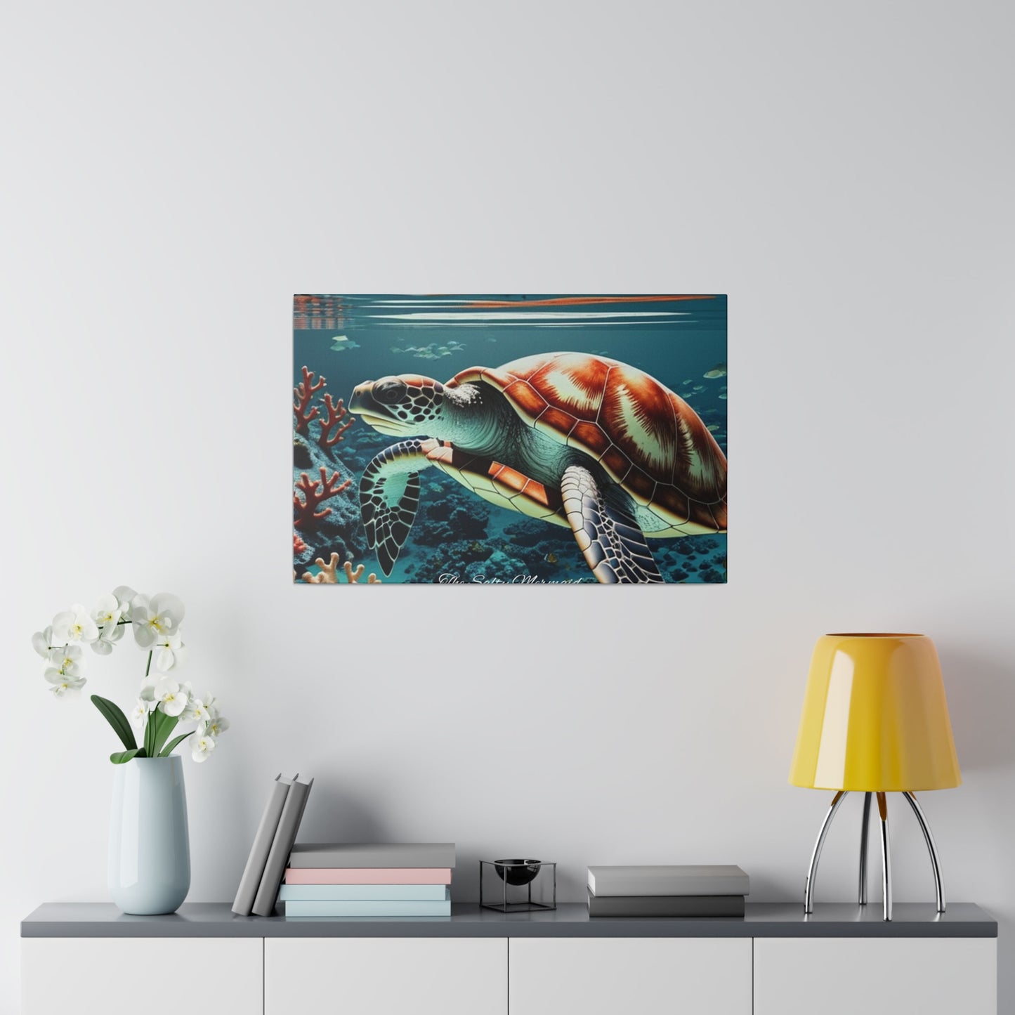 Salty Mermaid Sea Turtle in Coral