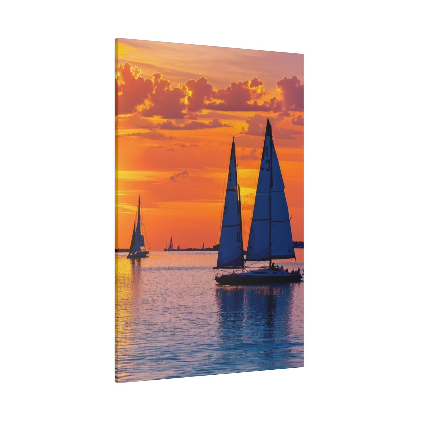 Golden Voyage: Sailboats Adrift in Sunset's Glow