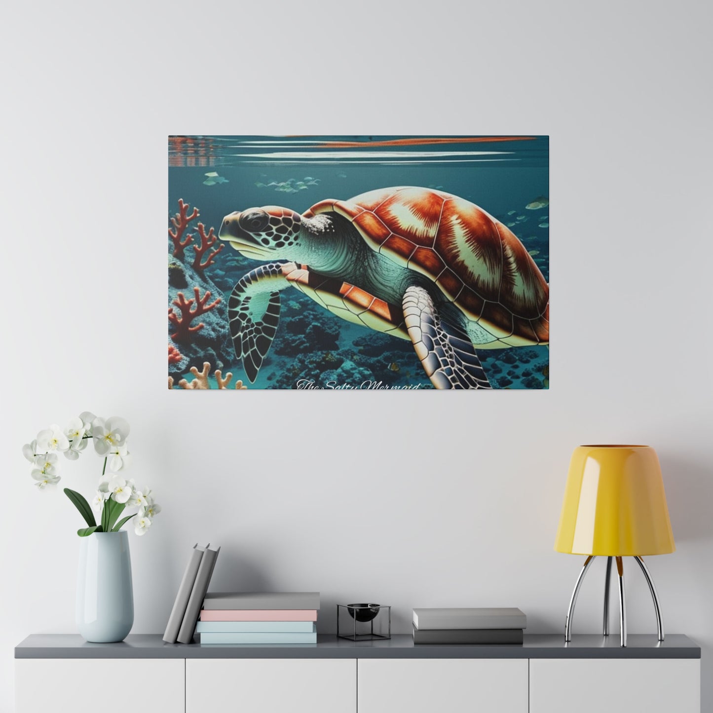 Salty Mermaid Sea Turtle in Coral