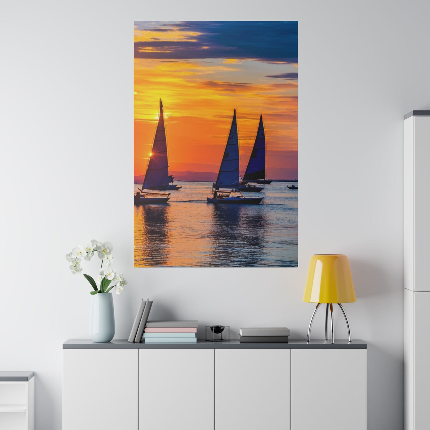 Horizon's Embrace: Dual Sailboats at Dusk