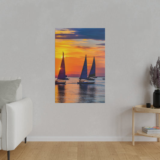 Horizon's Embrace: Dual Sailboats at Dusk