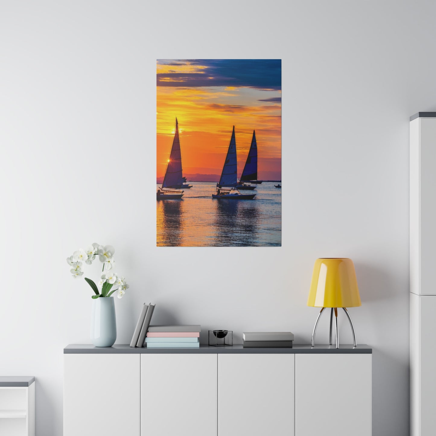 Horizon's Embrace: Dual Sailboats at Dusk