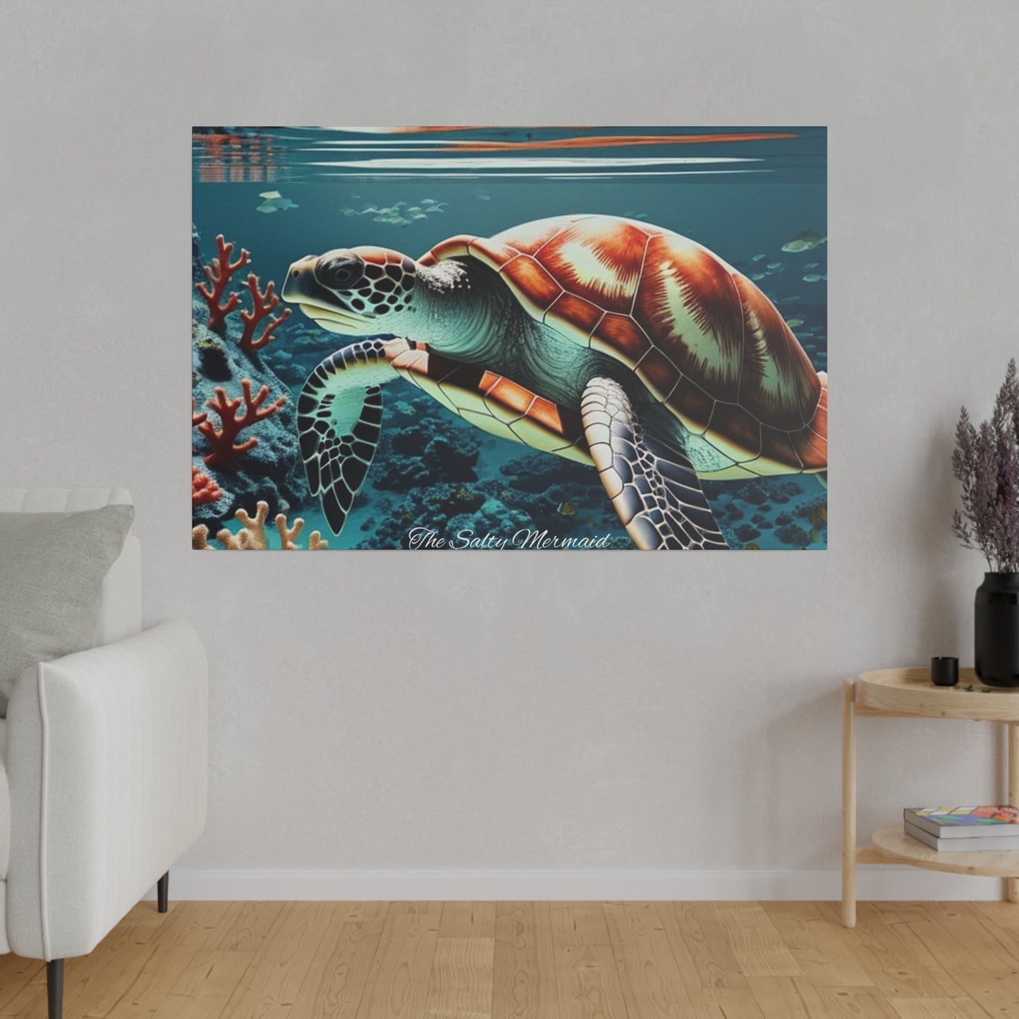 Salty Mermaid Sea Turtle in Coral