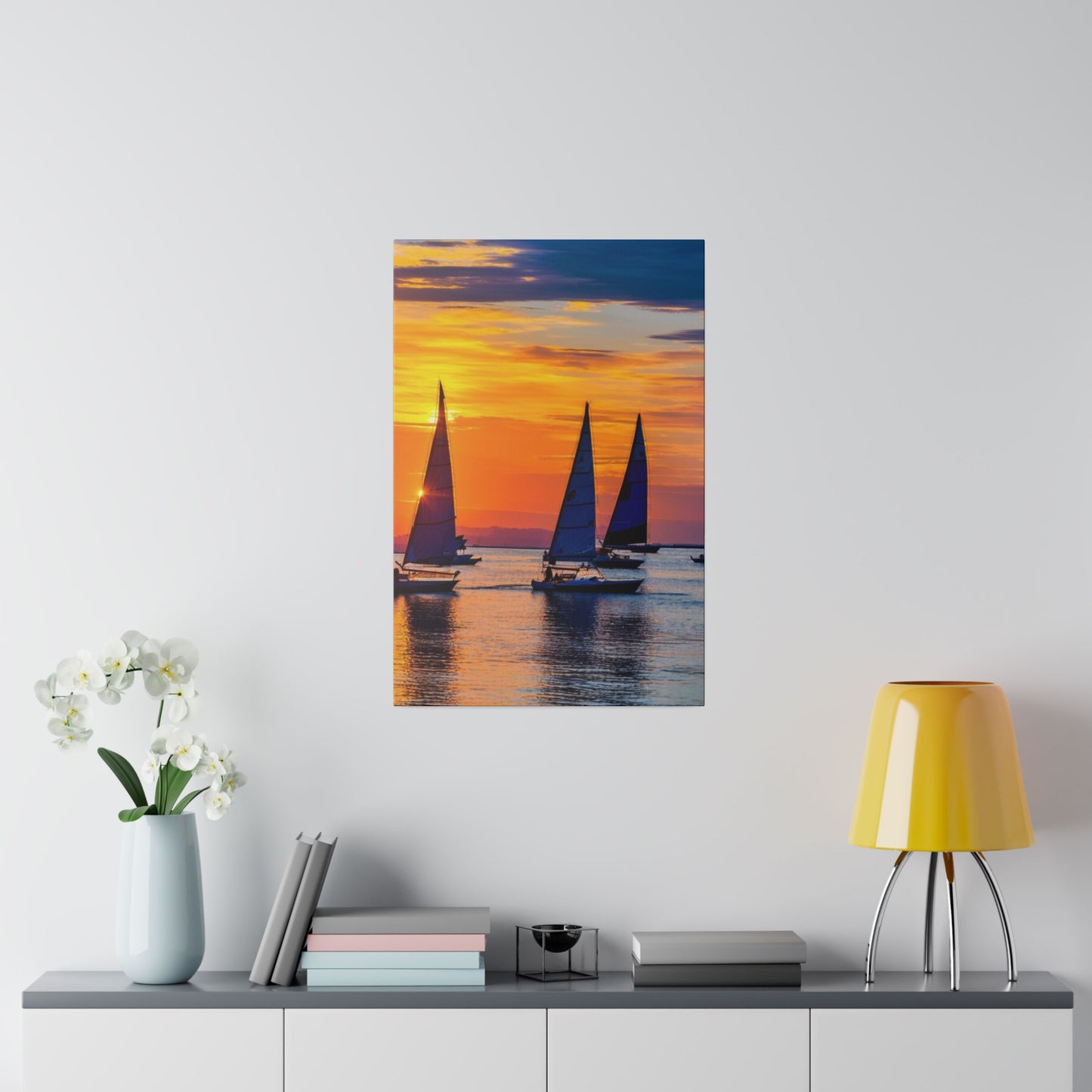 Horizon's Embrace: Dual Sailboats at Dusk