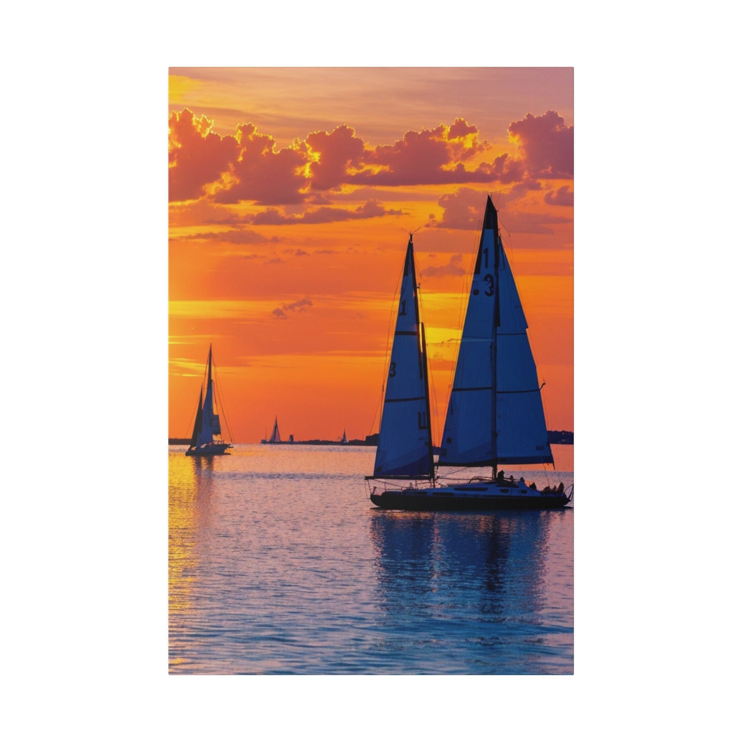 Golden Voyage: Sailboats Adrift in Sunset's Glow