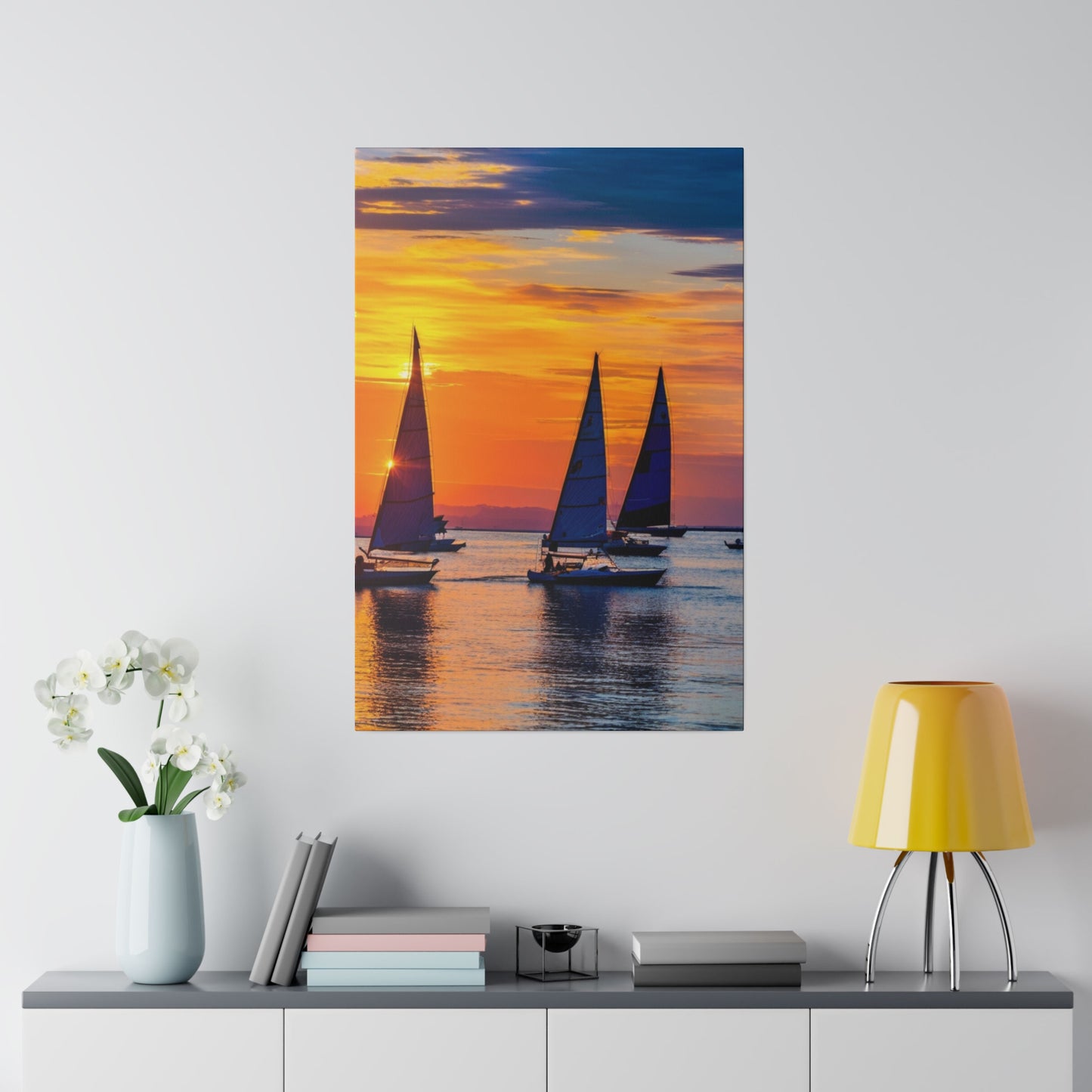 Horizon's Embrace: Dual Sailboats at Dusk