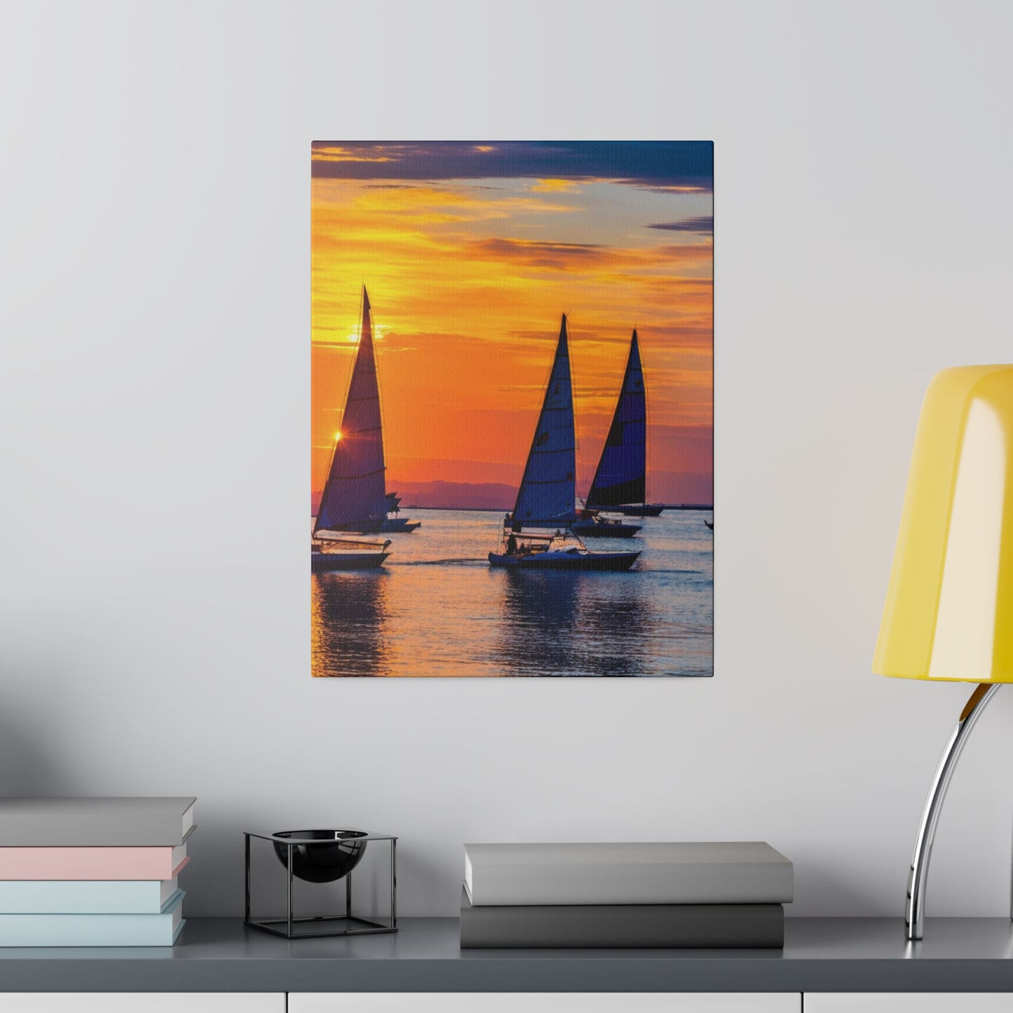 Horizon's Embrace: Dual Sailboats at Dusk