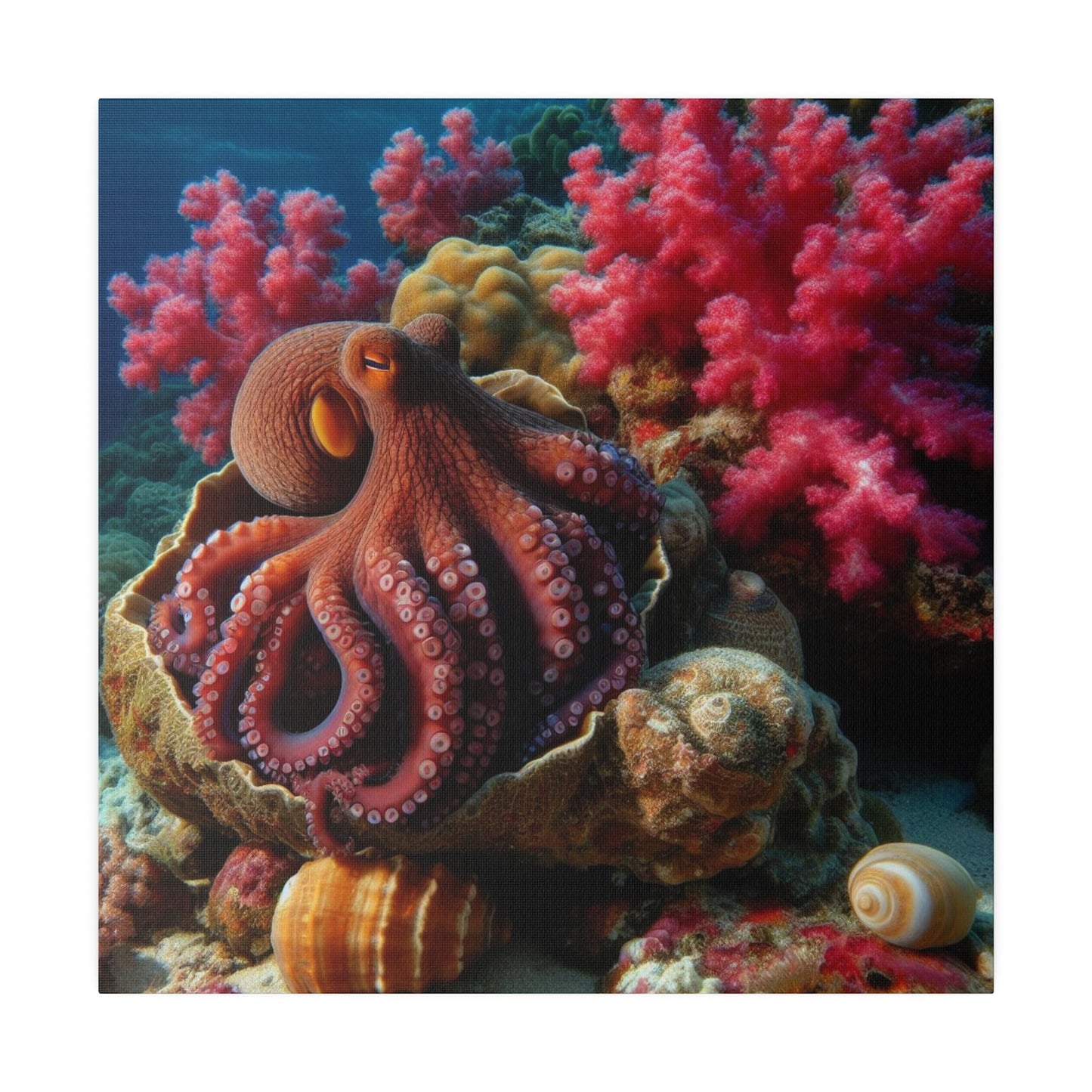 Crimson Embrace: Octopus's Tranquil Domain