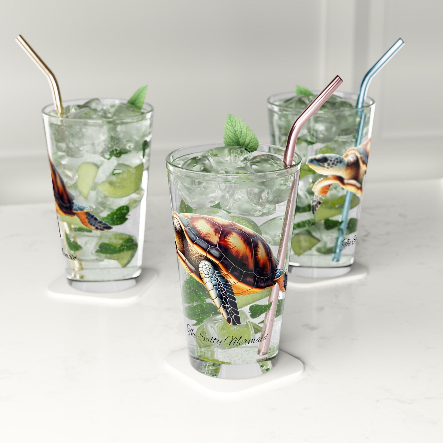 Tropical Turtle Mojito Glasses